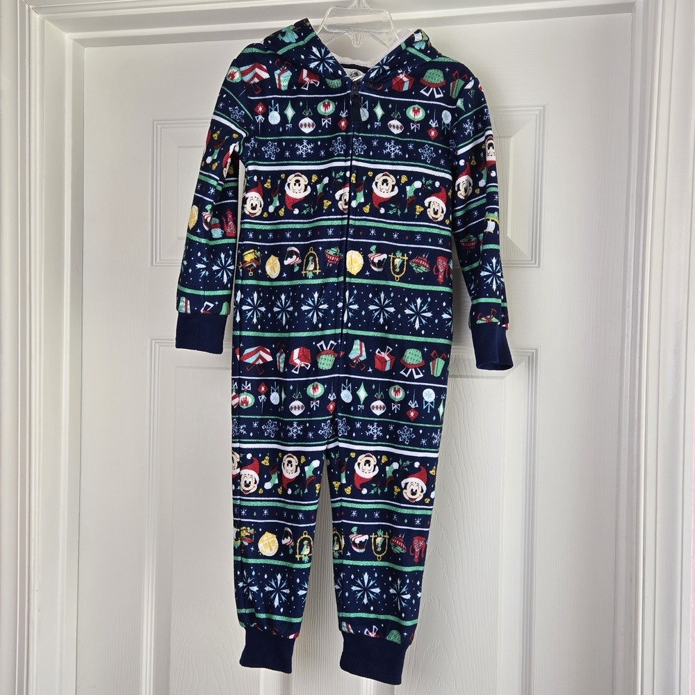 Disney Parks 2020 Mickey Mouse Holiday Christmas‎ One Piece Pajamas Kids XXS 2/3
